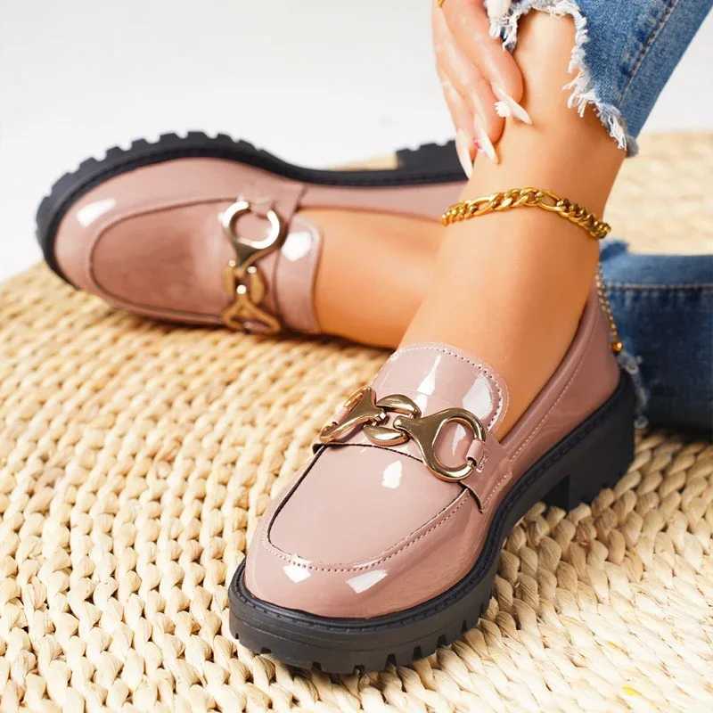 2025 new womens thick sole loafers comfortable casual leather metal decorated Lolita small leather shoes large size 36-43 XJ250614