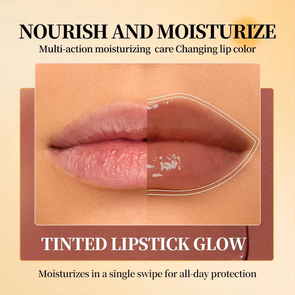 QIBEST Honey Lipstick Nourishing Moisturizing Tinted Plumping Balm Smooth Enhancing Natural Color Lip Care Makeup happy