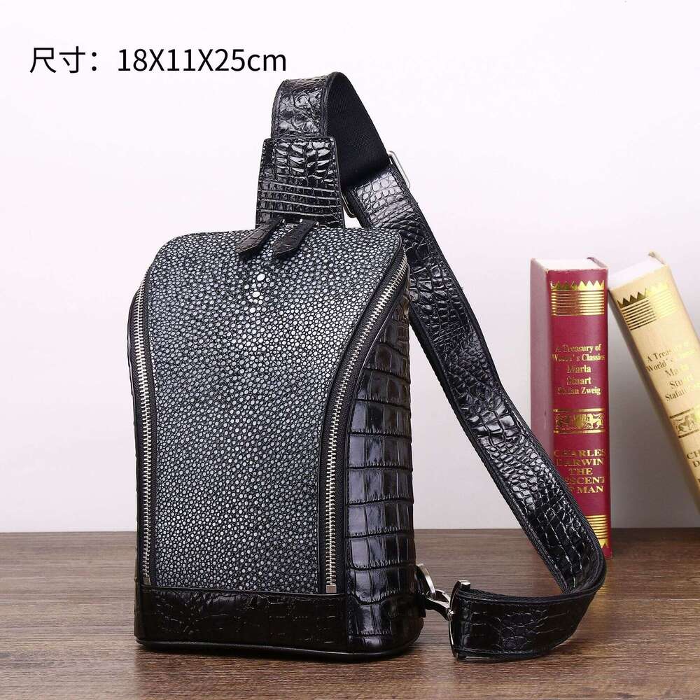 Pattern Fish Smooth Pearl Men's Chest Crossbody Front Bag Classic Outdoor Large Capacity Backpack