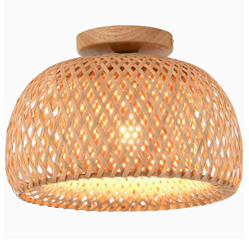 Bamboo Hand Weaving Ceiling Lights 30cm Hanging LED Ceiling Lamp Chandelier Fixture Rattan Hand Craft Woven Home Bedroom Decor XJ2500613