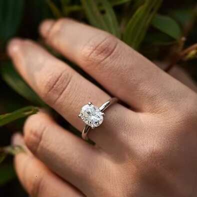 925 Sterling Silver Engagement Rings for Women Oval Cut Halo VVS Moissanite Wedding Promise Rings