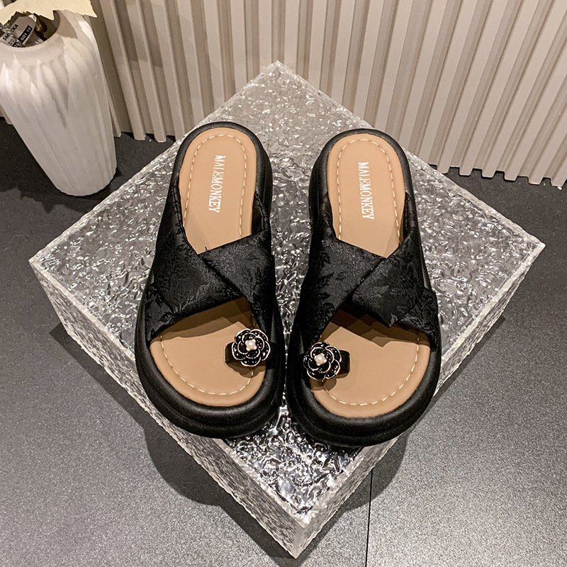 Ddmysports Summer Women S Slippers To Match Skirts French Camellia Beautiful Toe Clip Sandals New Chinese Style Shoes Outdoor Shoes
