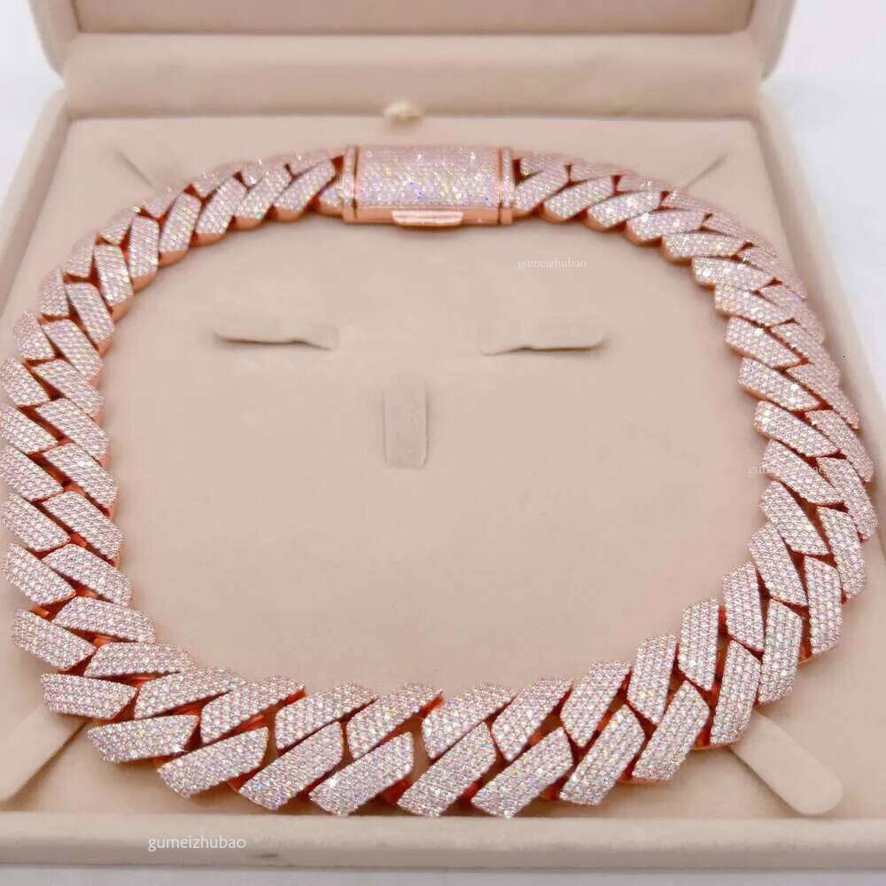 Wholesale Price Rose Gold Sterling Sier Vvs Moissanite Cuban Link Chain