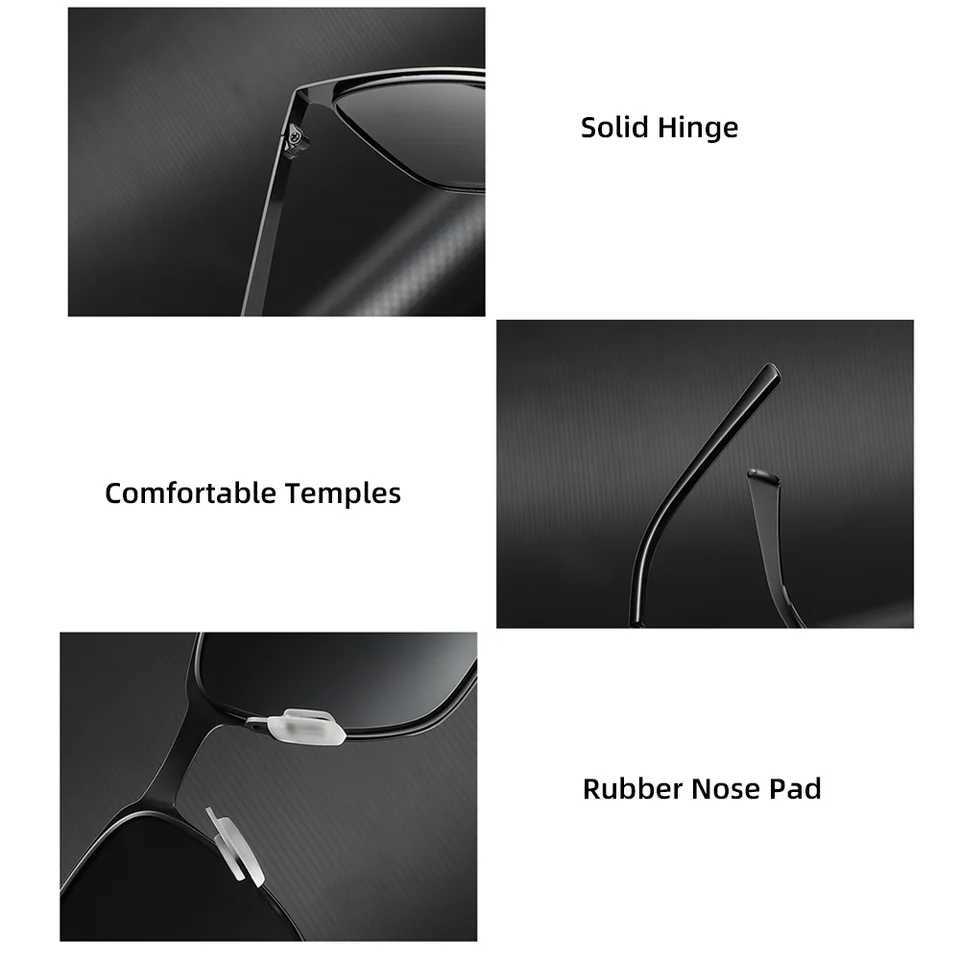 VIVIBEE Classic Rectangle Polarized Sunglasses Men Matte Black UV400 Fashion Square Sun Glasses Spring Hinge Driving Shades Z250614