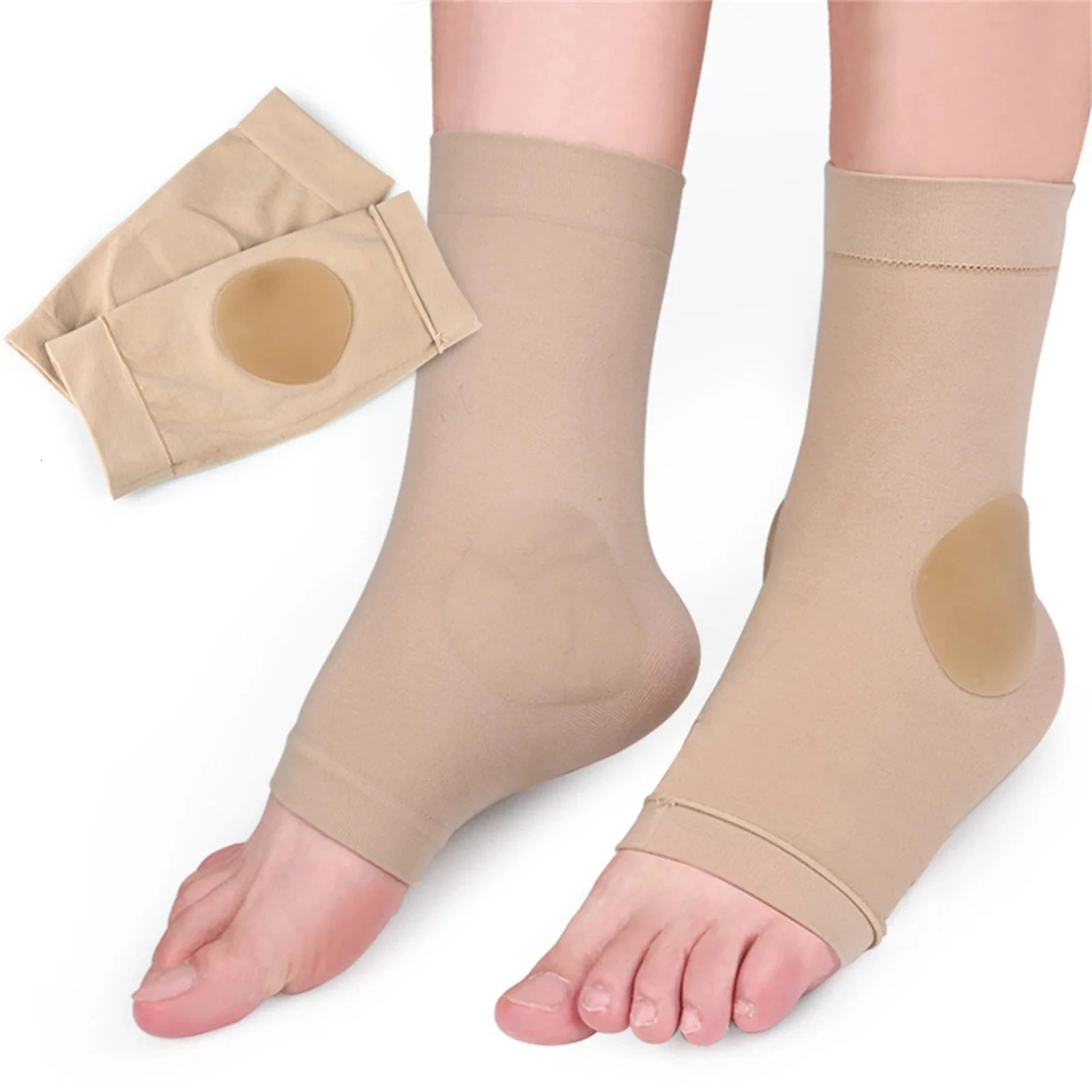 One Pair Padded Skate Socks for Lace Bite Protection For Heel Pain Relief Silicone Heel Protectors 250613