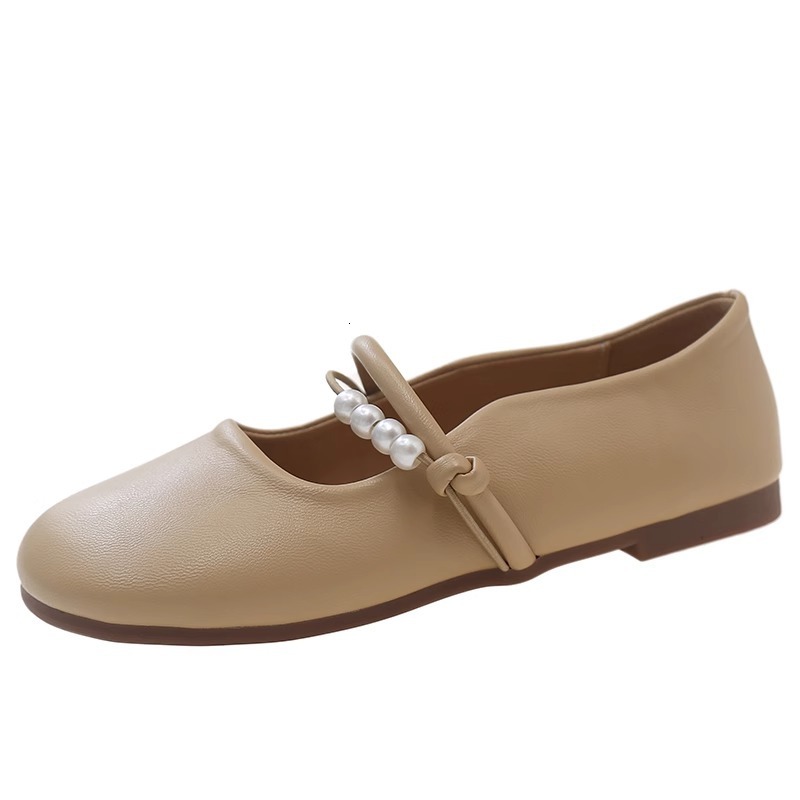 Ddmysports French Style Versatile Dress For Women New Summer Round Toe White Mary Jane Shoes Outdoor Shoes