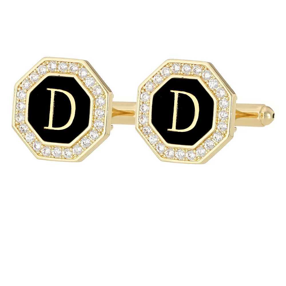 Rendy 26-Letter Rhinestone Cufflinks for Men Business Suit Shirt Cuff Links Gold Color Wedding Party Jewelry High Quality XJ250614