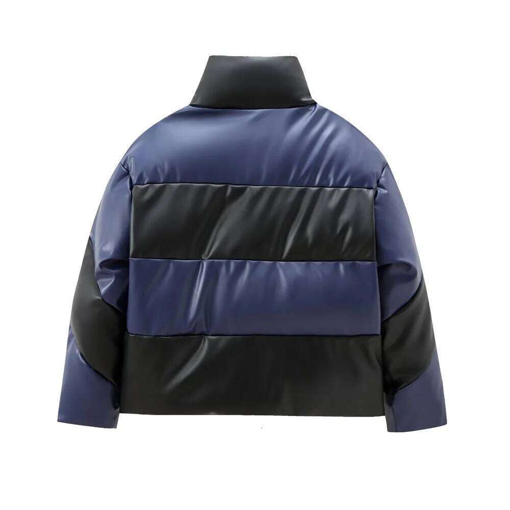 Autumn New Product Women's Fashion Leisure Versatile Stand up Collar Zipper Decoration Love Color blocked Cotton Coat