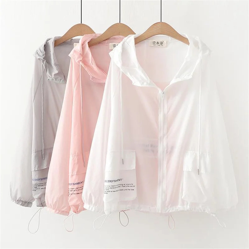 Fashion n Thin Summer Jacket SunProof Clothing Womens Korean Sun Protection Shirt Open Thread Hooded Coat Female 250611