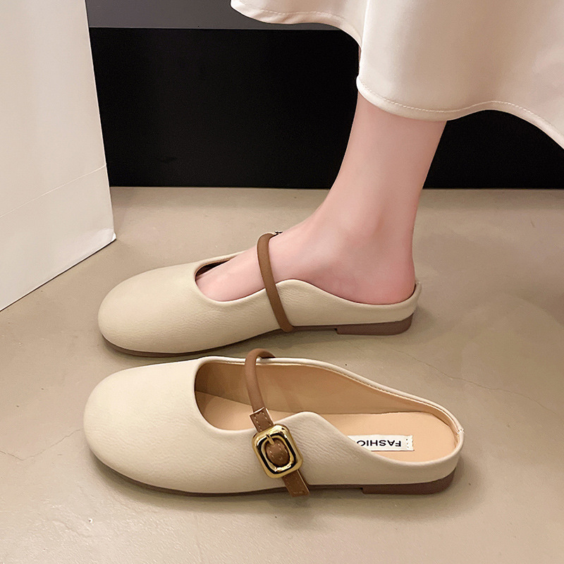 Ddmyoutdoor New Summer Closed Toe Half Fashion Casual Lazy Slip On Backless Loafers French Style Slippers Outdoor Shoes