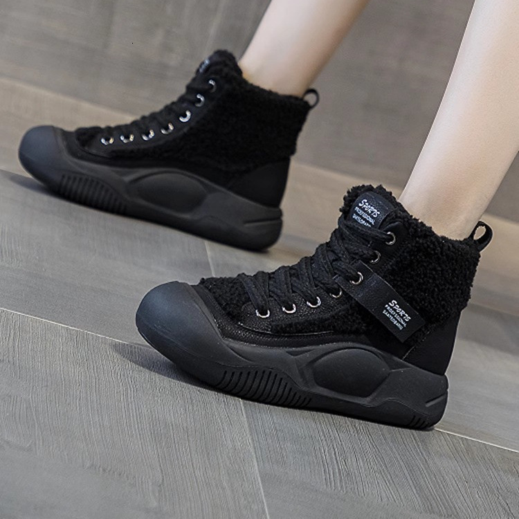 Ddmysports Trendy Thick Soled Martin For Women Warm Autumn Winter New Style Height Increasing High Top Casual Fashion Snow Boots Outdoor Shoes