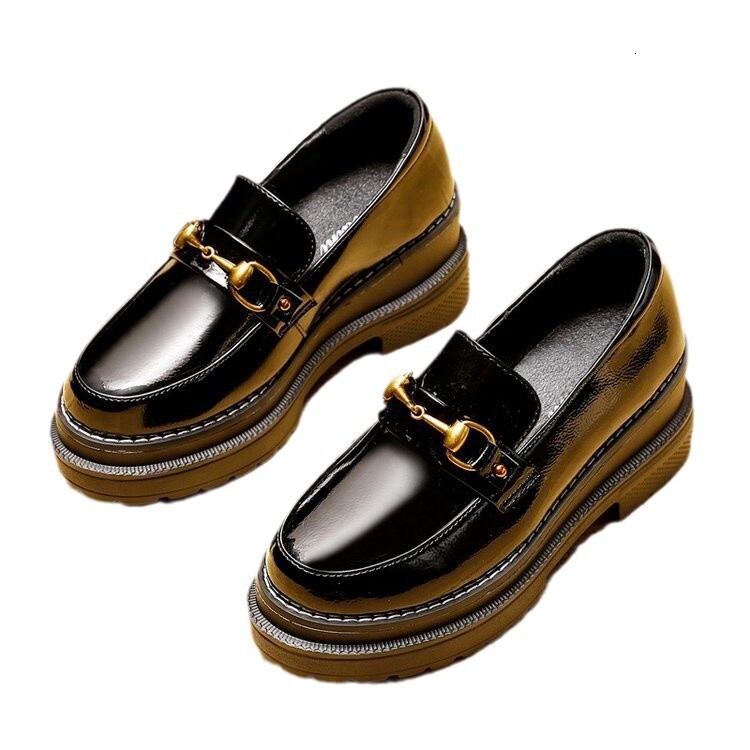 Ddmysports Thick Soled Women S British Style Autumn New Wedge Small Leather Shoes All Season Platform Versatile Loafers For Outdoor Shoes