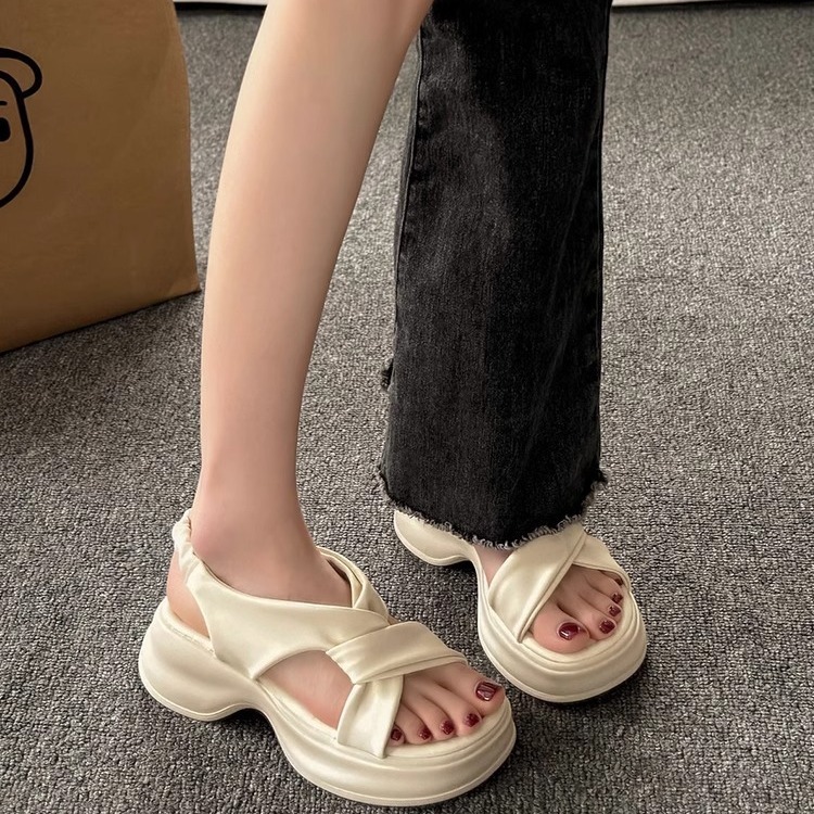 Ddmysports Women S Sandals Summer New Platform Thick Sole Casual Beach High End French Style With Dress Roman Shoes Outdoor Shoes