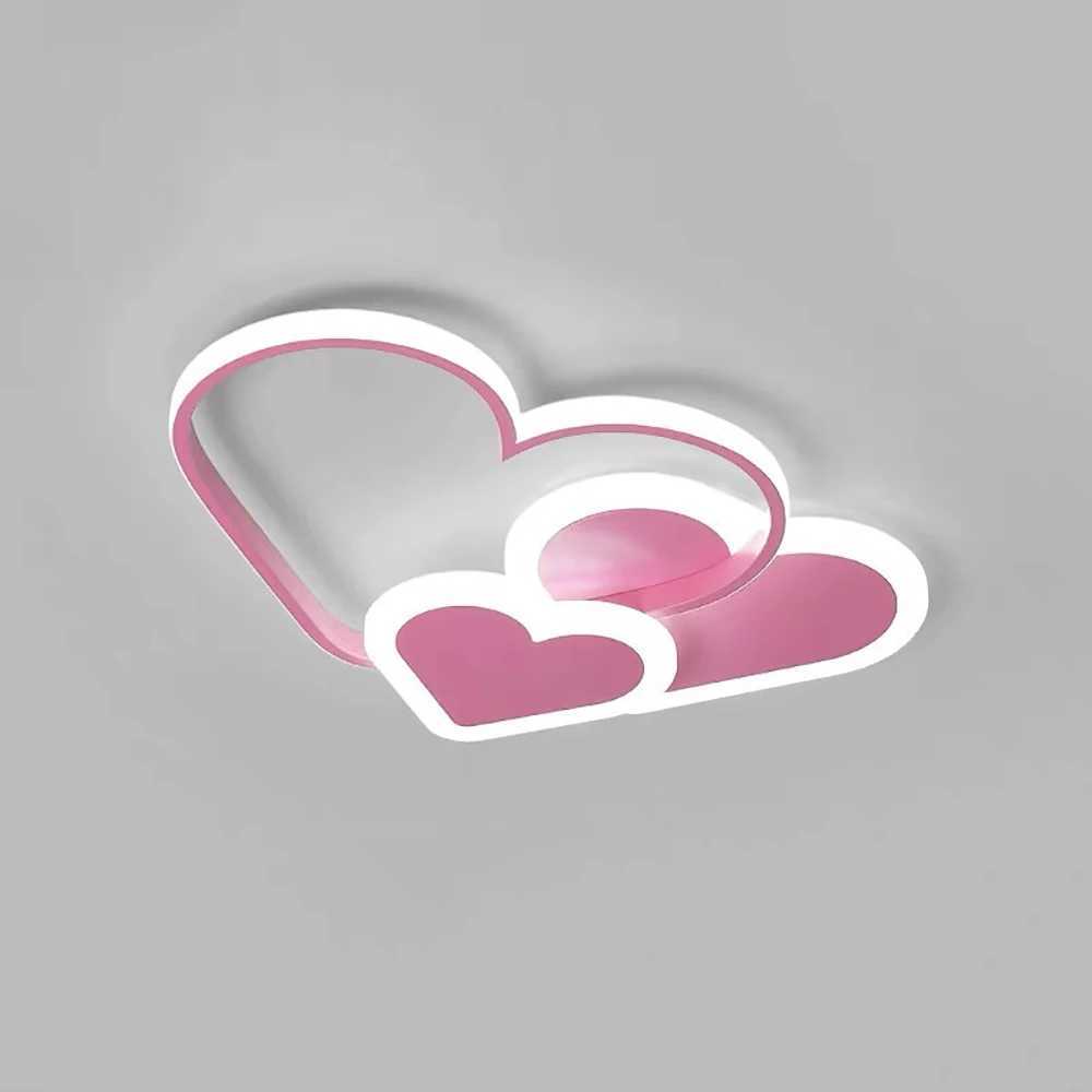 Creative Heart-Shaped Ceiling Light Pink LED Light with Remote Control Eye-Friendly Energy-Saving Perfect for Bedroom XJ2500613