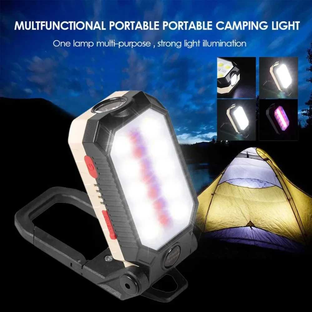 LED COB Work Light Portable Rechargeable Flashlight Magnetic Waterproof Camping Lantern Magnet Design with Power Display Molle W250613