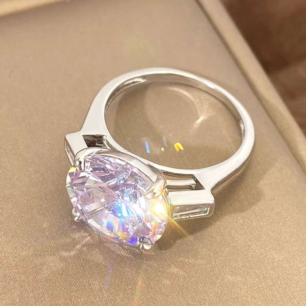 FOXI Real 925 Sterling Silver Rhodium Plated No Tarnish Round VVS D Moissanite Wedding Bands S925 Rings Fine Jewelry for Women