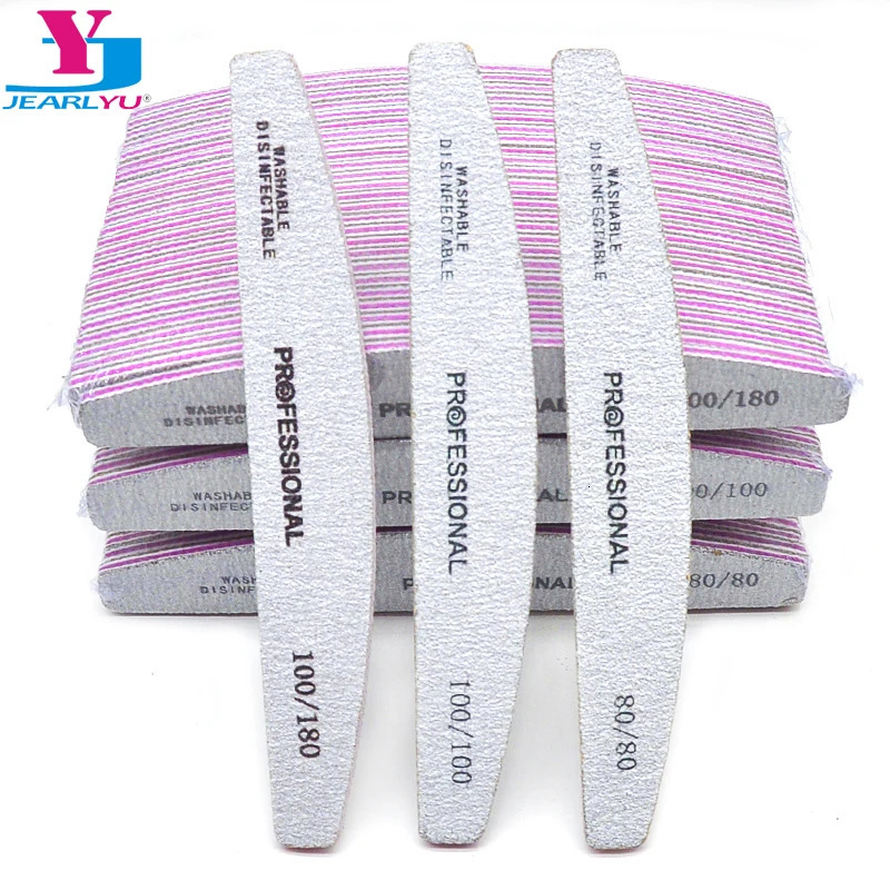 50/25 Pcs/Pack Professional Washable Nail Files 100 To 180 Half Moon Strong Sandpaper Durable File Nails Tools Manicure Supplies 250605