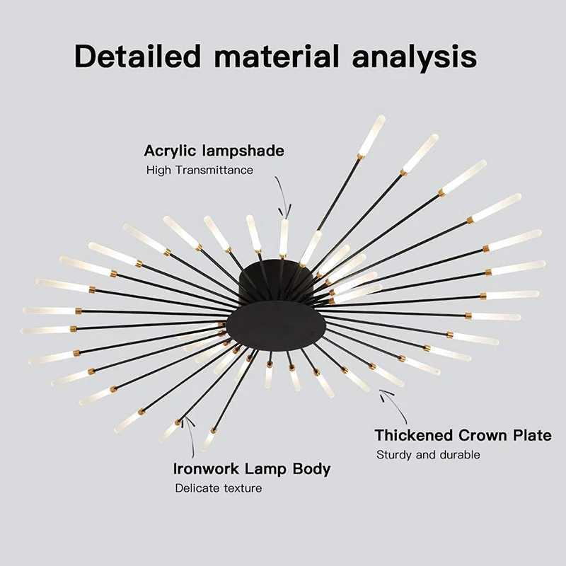 Modern LED Ceiling Lamp Living Room Dining Bedroom Ceiling Chandelier Lights Nordic Fireworks Design Home Decor Indoor Lighting XJ2500613