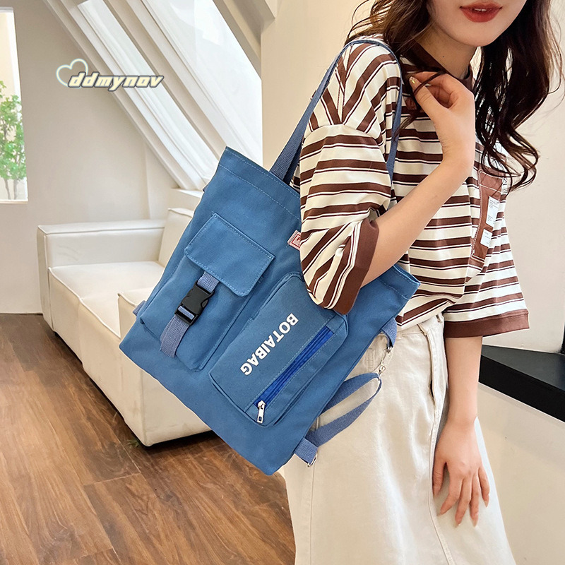 Minimalist Canvas Bag for Women, Large Capacity Tutoring Student Pencil Shoulder Bag, Multifunctional Handbag ddmynov