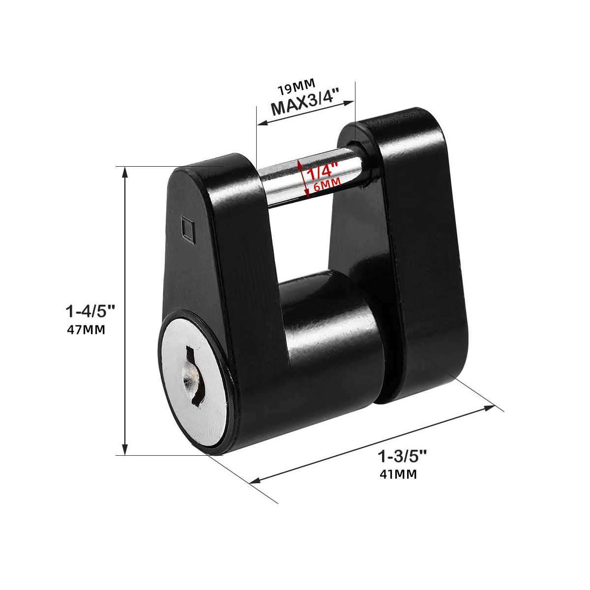 Black gold trailer hook lock, diameter 1/4 inch, span 3/4 inch, used for tugboat RV truck hook