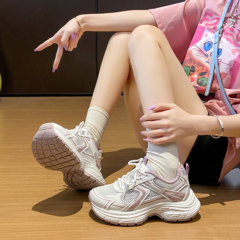 Ddmysports Ins Korean Style New Dad For Women Summer Student Sports Running Casual Shoes Thick Sole Height Increasing ZL Outdoor Shoes