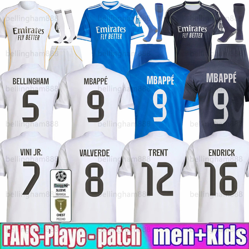 25 26 MBAPPE BELLINGHAM soccer jerseys RealS VINI JR REAL RONALDO MADRIDSOCCER ENDRICK 2025 2026 MadridS football shirts MODRIC Camiseta fans player men kids kit