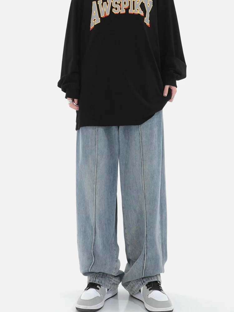 Y2k Light Blue Women Harajuku Jeans Wide Leg Loose Casual Vintage Denim Cargo Pants Baggy Streetwear Long Trousers 250612