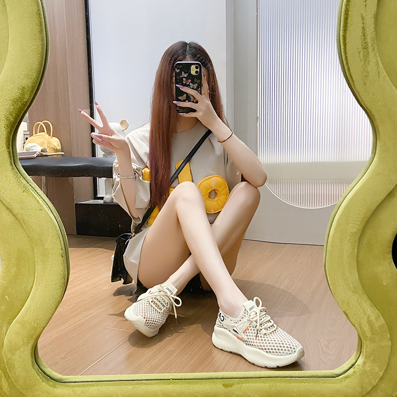 Ddmysports Ins Breathable Sneakers For Women Hollow Student Sports Running Casual Shoes Thick Sole Height Increasing F Outdoor Shoes