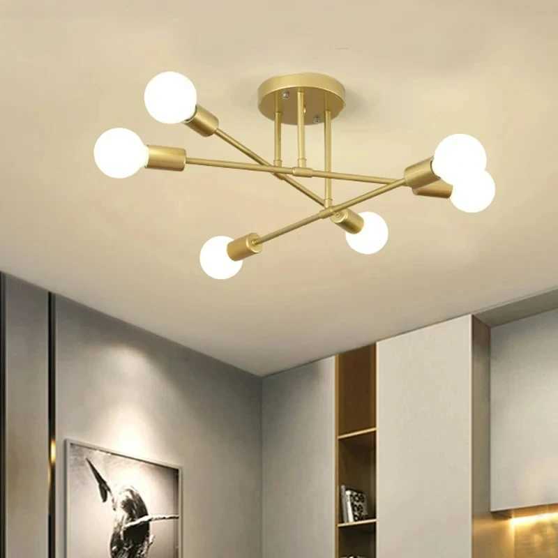 Nordic Minimalist Pendant Light Ceiling Lamp LED Chandelier Suitable for Bedrooms Living Rooms Black Gold Lighting Decoration XJ2500613