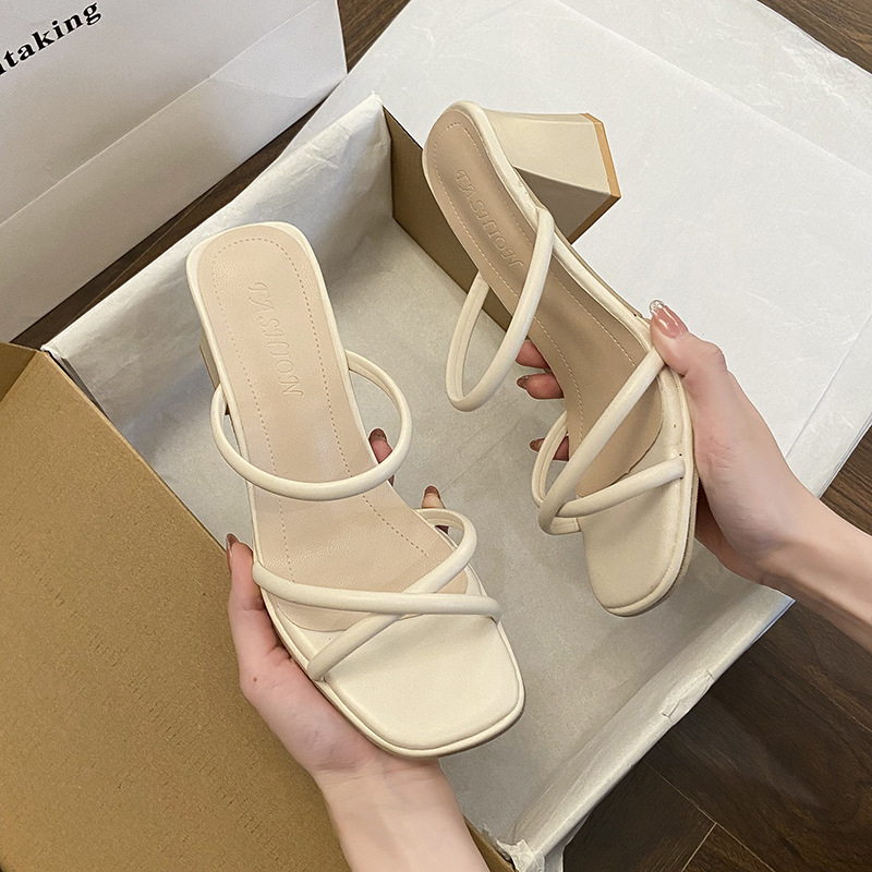 Ddmyoutdoor Ddmyoutdoor Women S Slippers For Outdoor Wear New Style Summer Niche High End Sense Versatile With Skirts Chunky Heel Sandals Shoes Outdoo