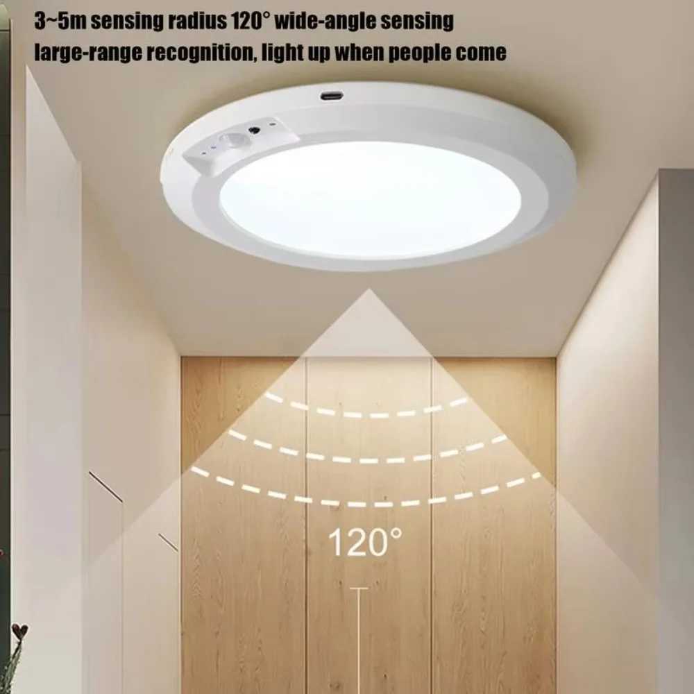Practical Round Motion Sensor Lights Wireless induction 3 Color Ceiling Light Dimmable Motion Activated LED Closet Lamp Garage XJ2500613