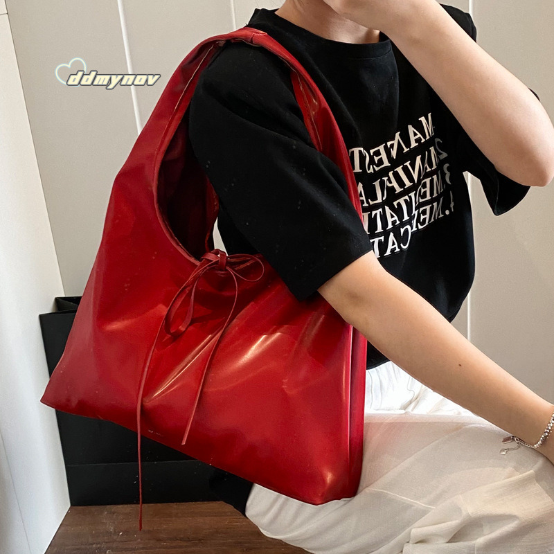 Korean Style Casual Crossbody for Women 2025 Spring New Sweet Simple Underarm Bag with Strap and Bowknot Handbag ddmynov