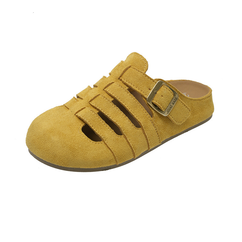 Ddmyoutdoor Baotou Half Slippers For Women Summer Outdoor New Woven Hollow Breathable Comfortable Flat Lazy Sandals Outdoor Shoes