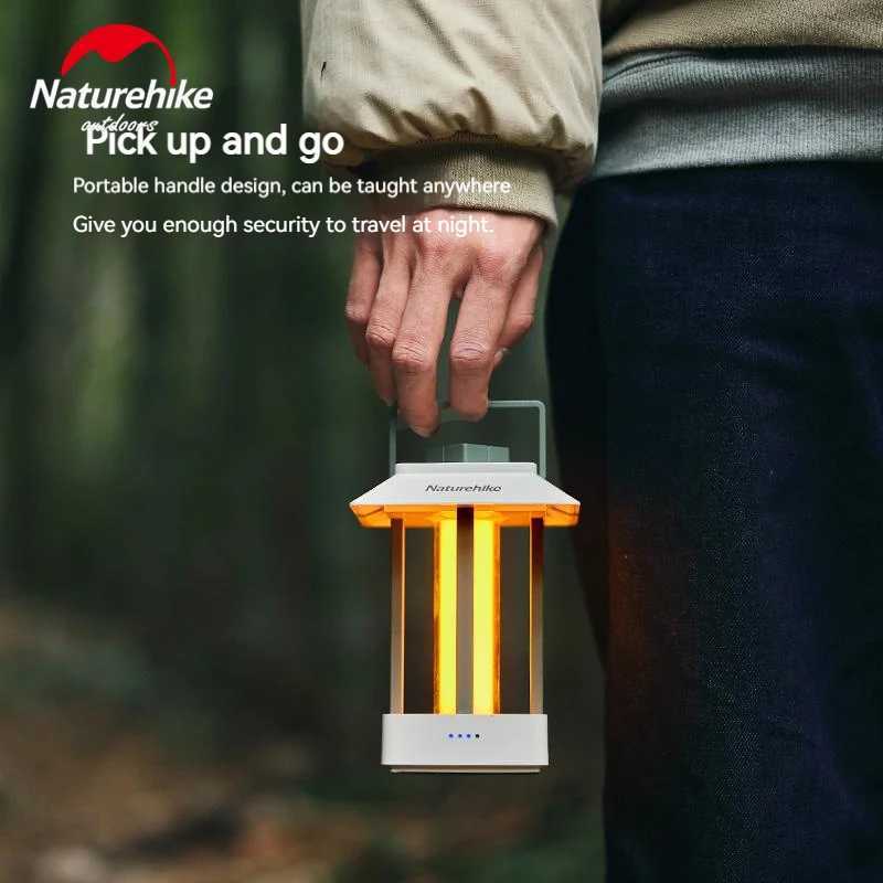 Naturehike Modern Simple Lantern Outdoor Lamp Waterproof LED Light 3-Modes Lighting Adjustable for Garden Camp Travel Lasting 6 Days W250613