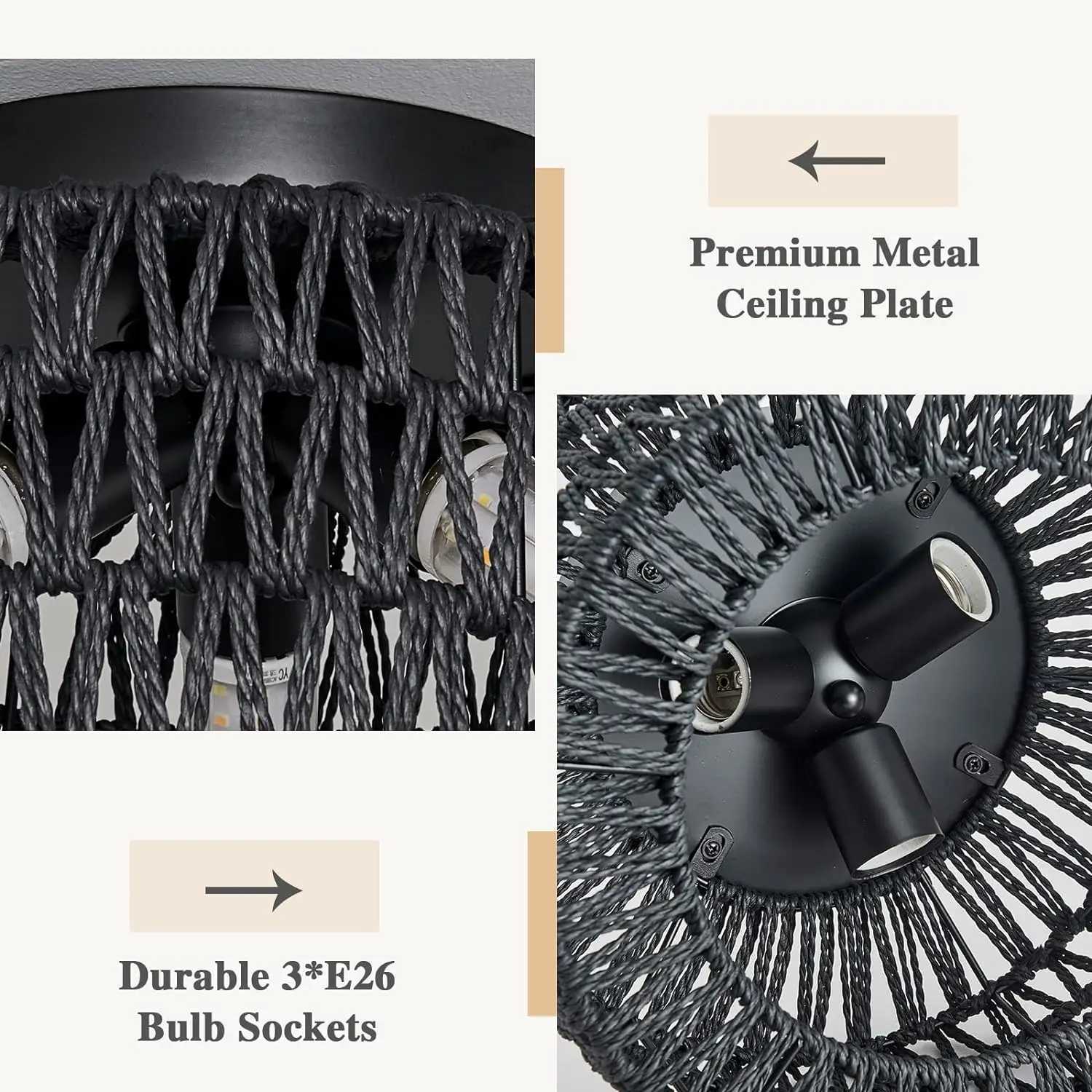 3-Light embedded ceiling lights hand woven cage shaped lampshade lamps used for corridors bedrooms kitchens farmhouses XJ2500613