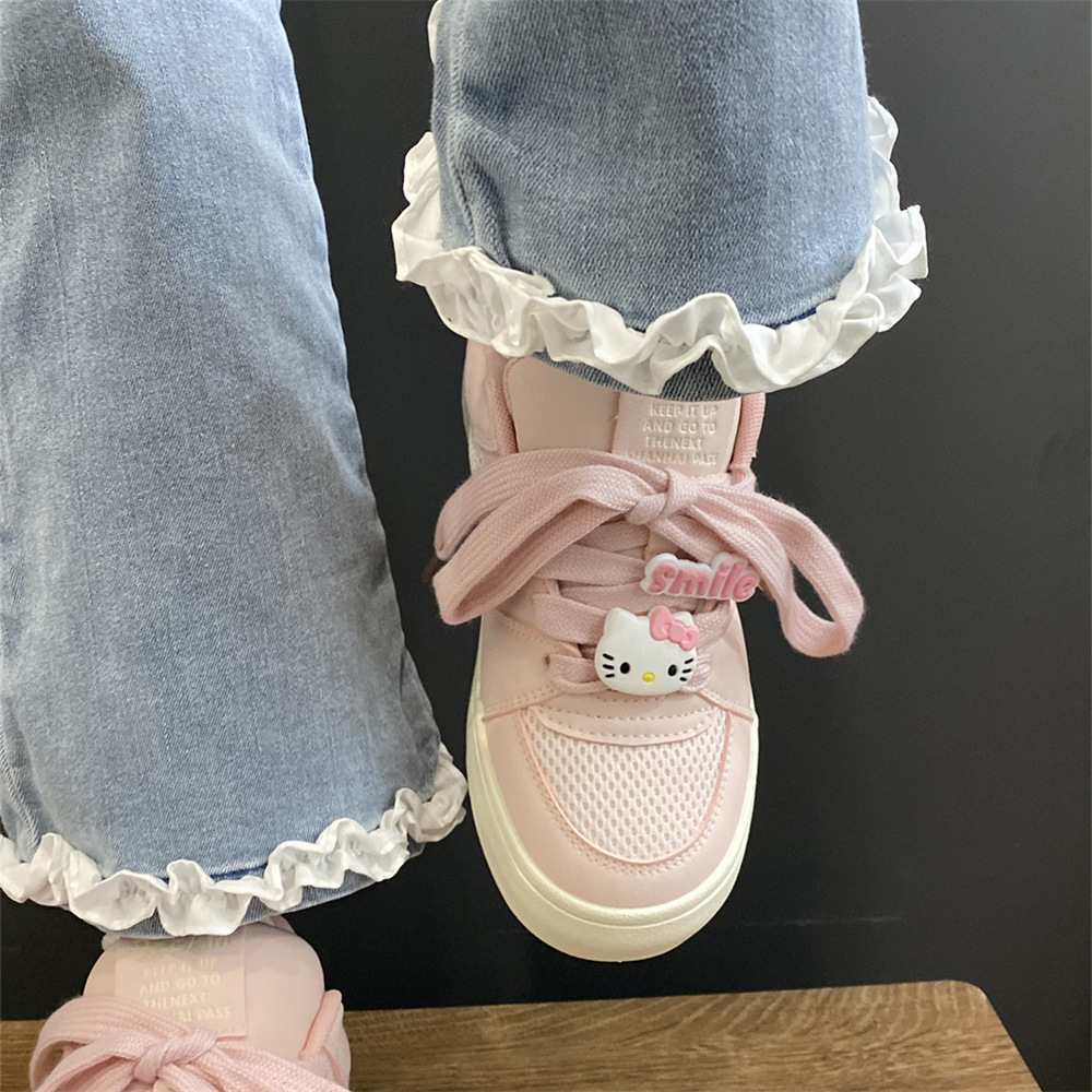 Ddmysports Niche Pink Skate For Women Versatile Spring Summer New Mesh Breathable White Casual Bread Shoes Outdoor Shoes
