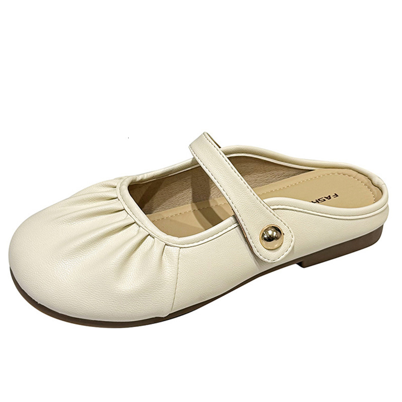 Ddmyoutdoor Lazy Slip On Mules Versatile Non Soft Sole Half All Season French Style Outdoor Closed Toe Slippers For Women Outdoor Shoes