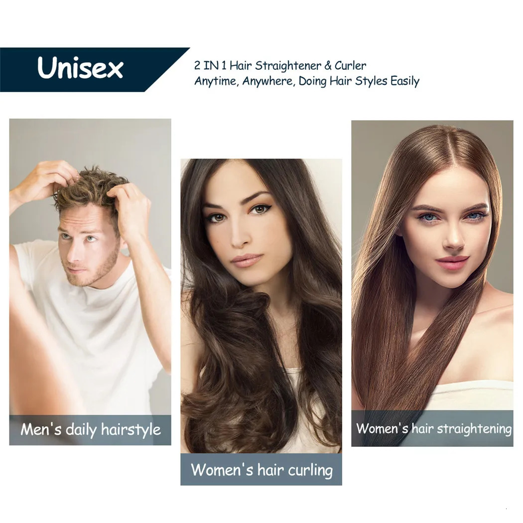 CkeyiN Mini Hair Flat Iron 2 in 1 Hair Straightener and Curler Portable Straightening Iron Constant Temperature 250611