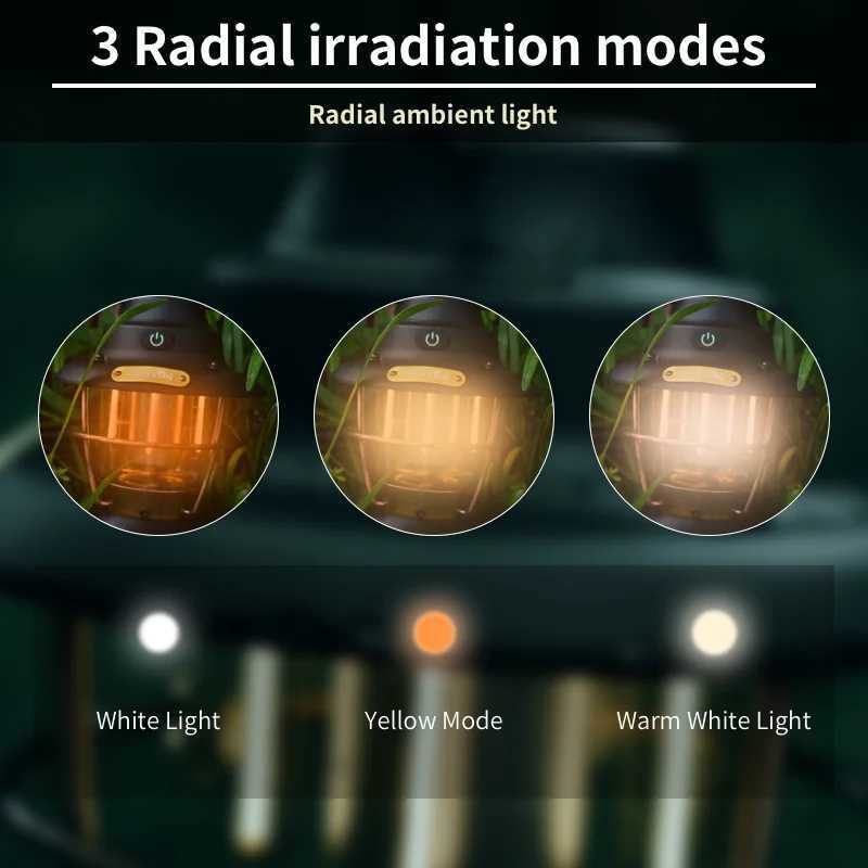 WARSUN CP11 Retro Barn Lantern - Rechargeable LED Camping Light with Multiple Modes and Stepless Dimming W250613