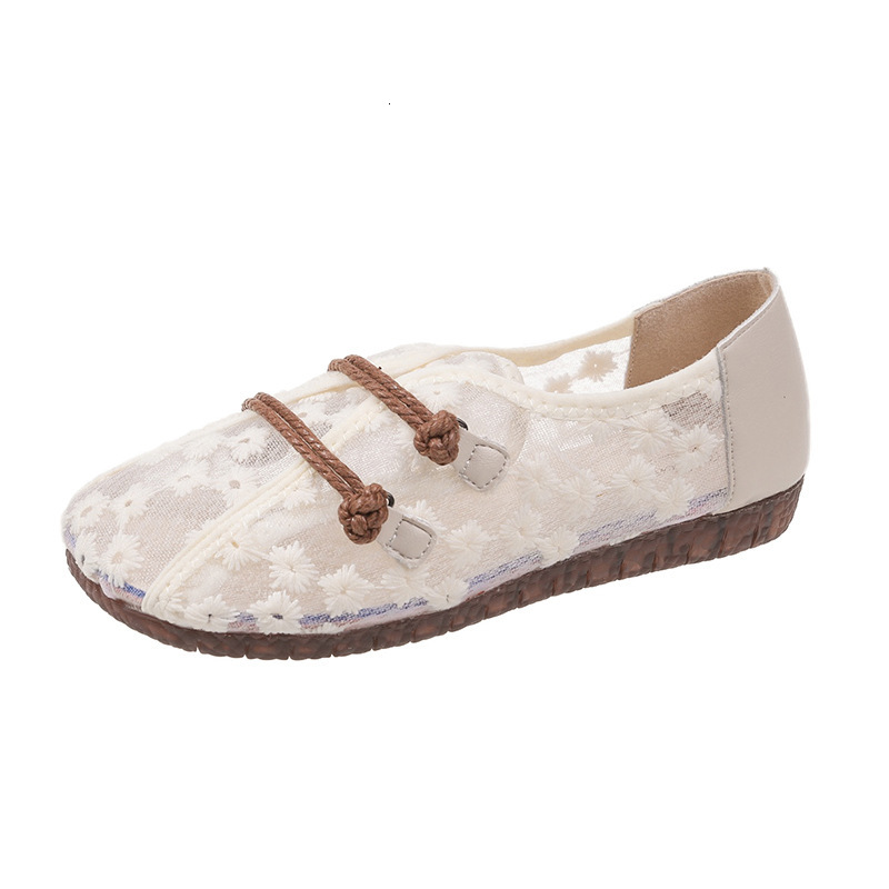 Ddmyoutdoor Ddmyoutdoor Old Beijing Cloth Summer Versatile New Chinese Style Hanfu Slip On Flat Soft Sole Mesh Shoes For Women Outdoor Outdoor Shoes