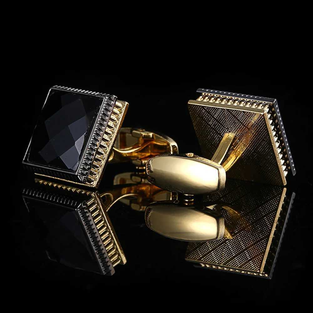 New Fashion Black Crystal Cufflinks For Men Golden Lawyer Copper Wedding Gifts French Style Shirt Buttons Jewelry GiftsXJ250614