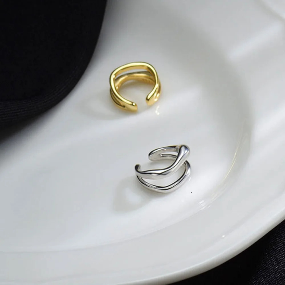 1Pcs Silver Color Double Layer Ear Clip Earring for Women Trendy Metal Geometric Cartilage Ear Cuff Jewelry Gift 250610