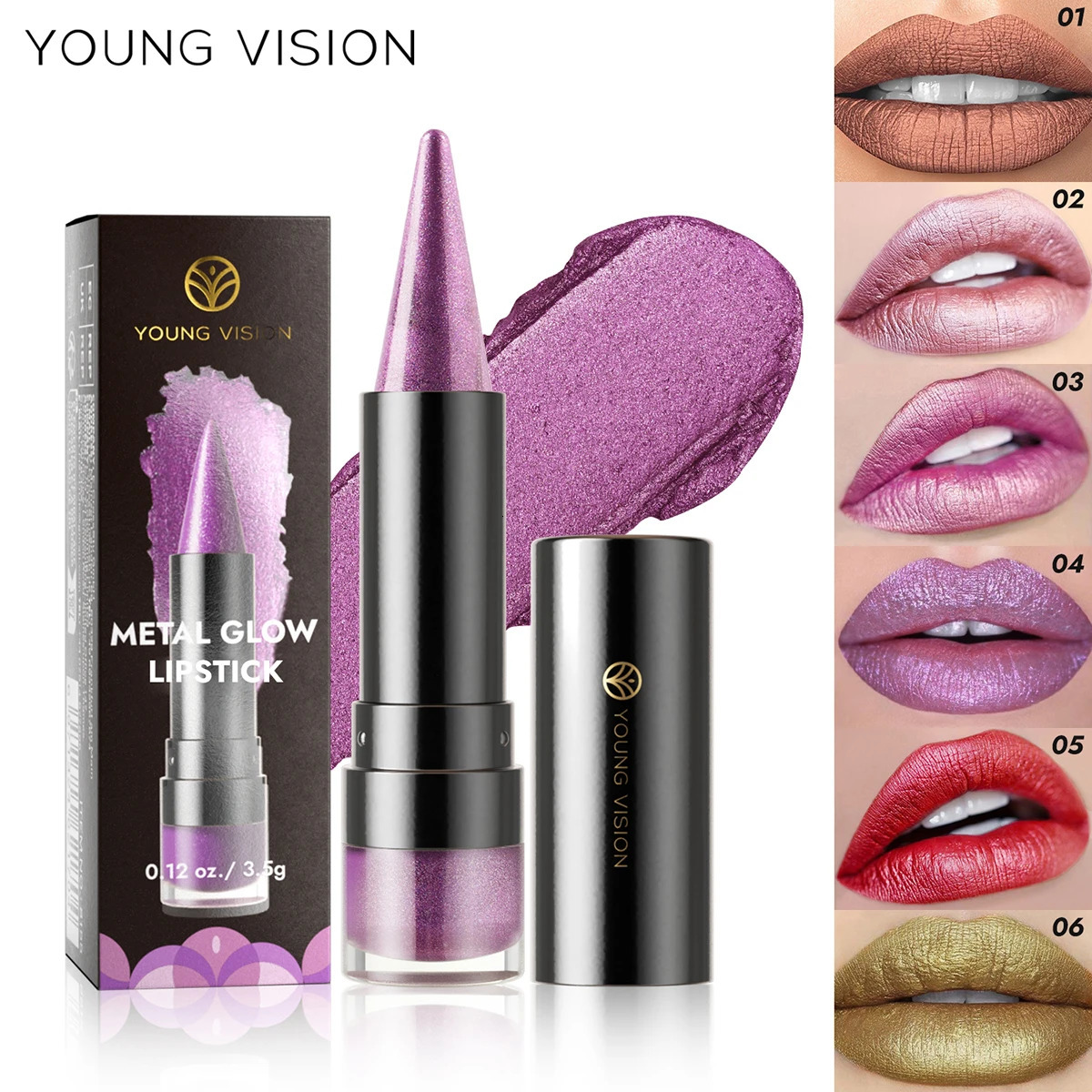 YOUNG VISION 6 colors matte pearl fine glitter diamond dual-purpose lipstick long-lasting easy to color non-stick cup lipstick 250614
