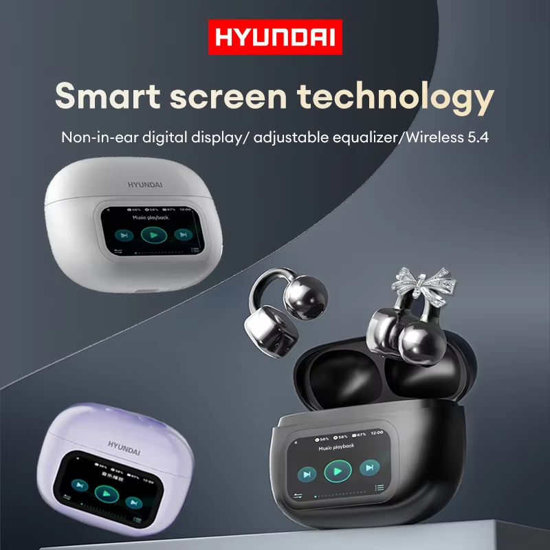 HYUNDAI Top butterfly Headphones Design LCD Full Color Touch Screen Audio Wireless for Music Phone Calls with earrings Bow tie suower C02