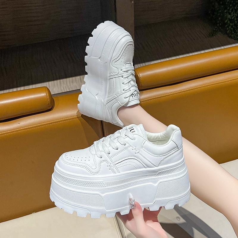 Ddmysports Petite Height Increasing Thick Soled White Sneakers With Skirt Autumn New Platform Lightweight Casual Sports Shoes Outdoor Shoes
