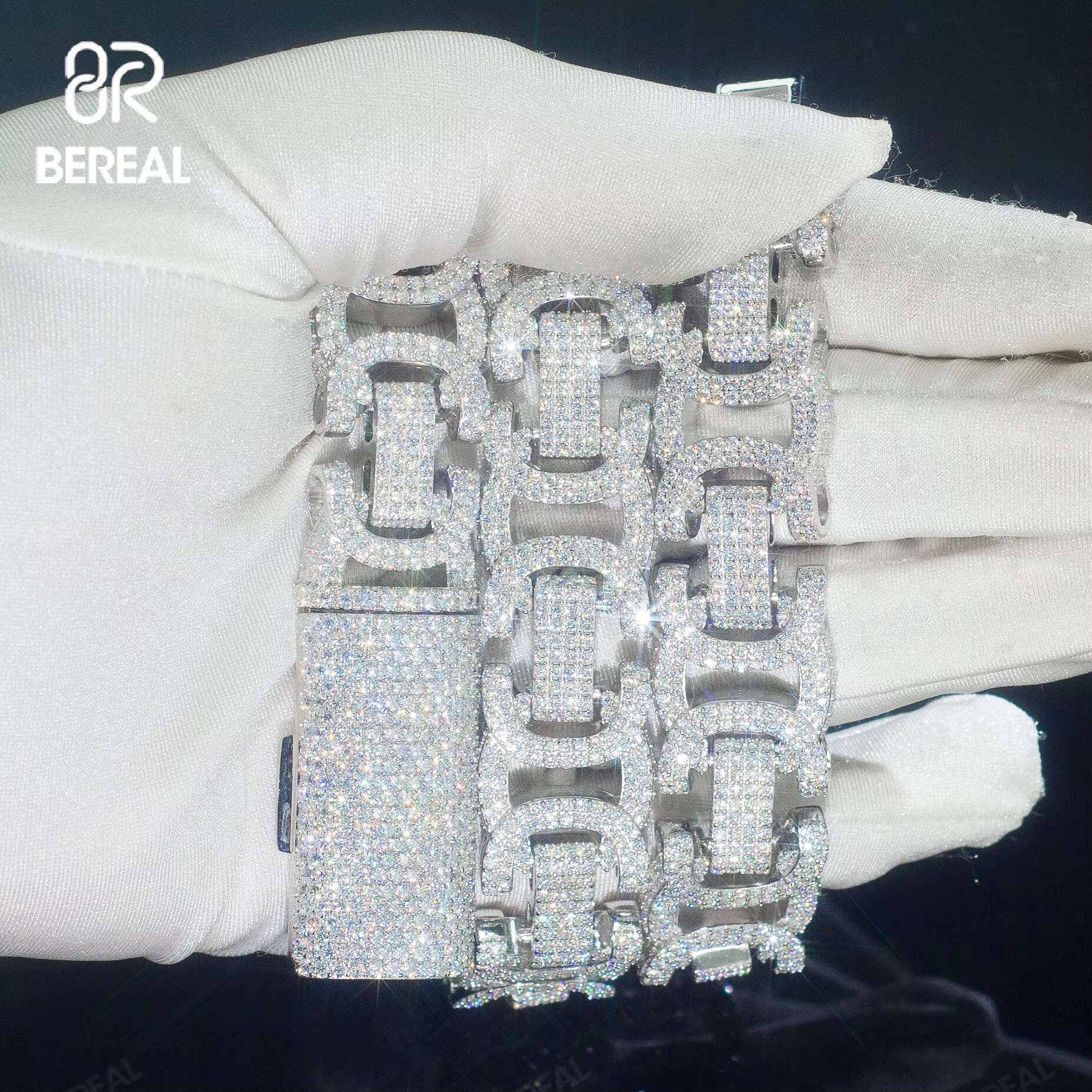 New Design Moissanite Cuban Chain Necklace Iced Out Hip Hop Style Round Brilliant Cut Vvs Diamond 925 Silver Cuban Link Chain