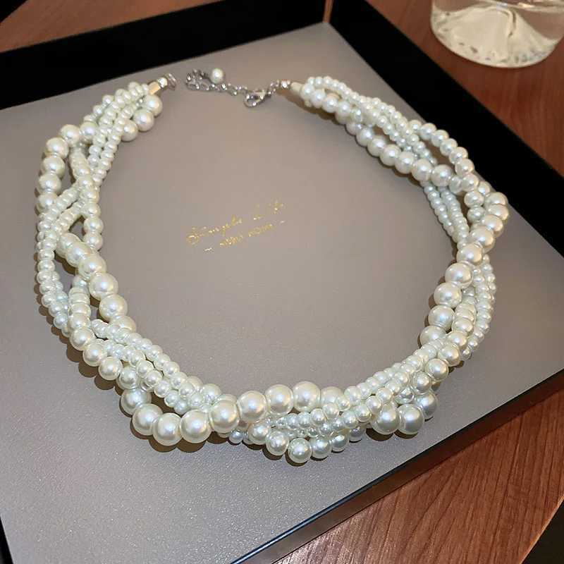FYUAN Korean Style Twining Pearl Choker Necklaces for Women Geometric Necklaces Weddings Bride Jewelry Accessories Z250614