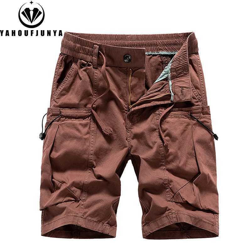 Men Summer Solid Straight Outdoor Leisure Soft Cargo Shorts Men Many Pocket Loose Elastic Fashion Style Short Male Brand Pants W250614