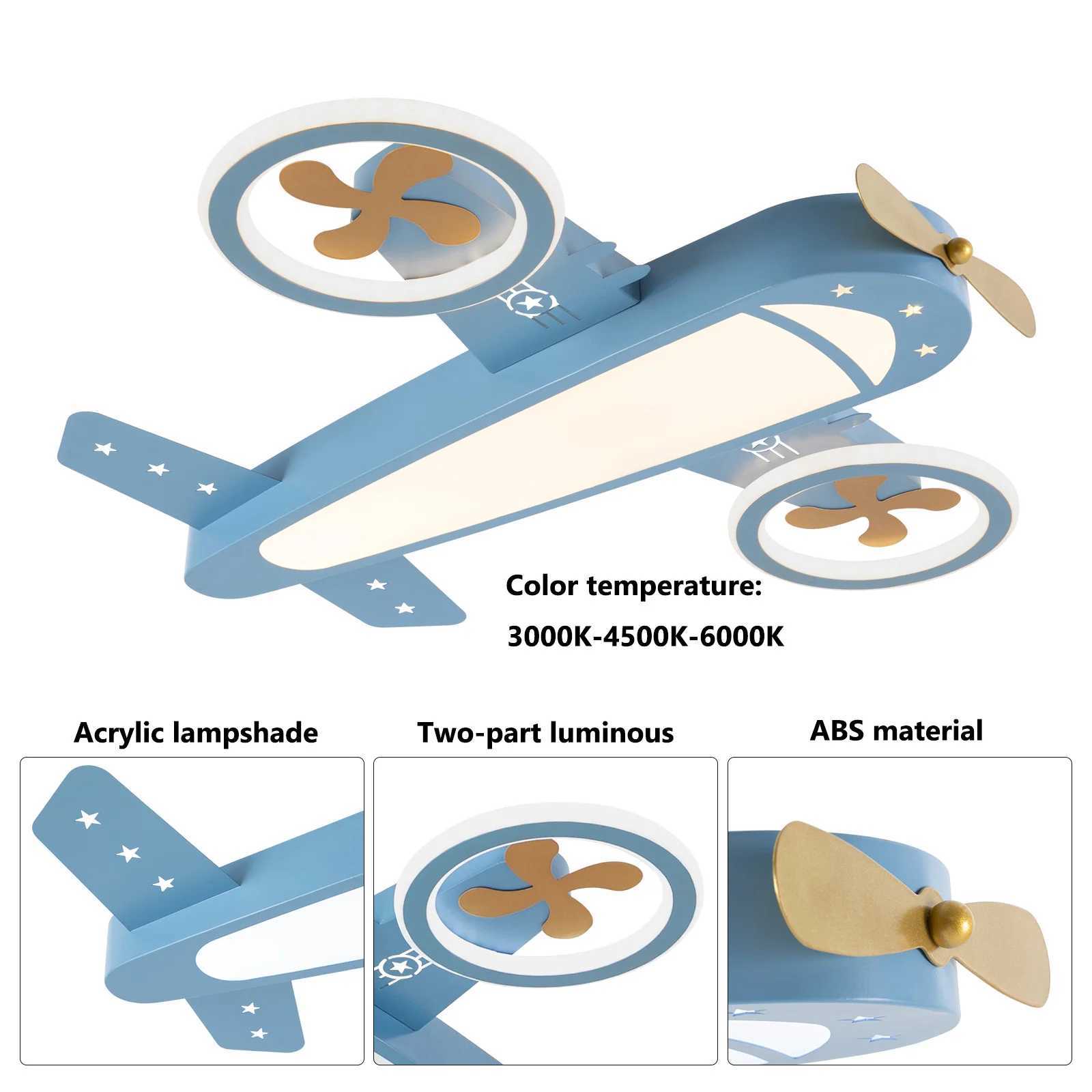 Airplane Ceiling Light LED Remote Control Adjustable Warm Cool Light Memory Function for Kids Room and Playroom XJ2500613