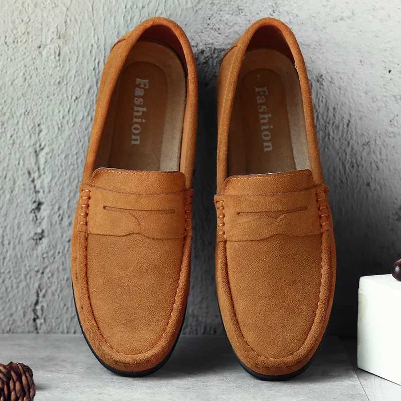 Men Casual Shoes Fi Suede Leather Men Loafers High Quality Slip Mens Flats Lightweight Driving Shoes 38-47 XJ250614